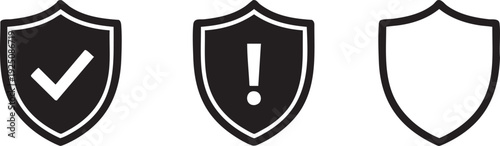 Security Protection Shield Check Alert Warning Icon Set