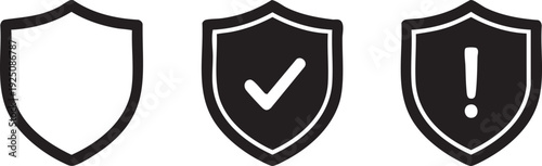 Cyber Safety Shield Check Alert Security Vector Icons