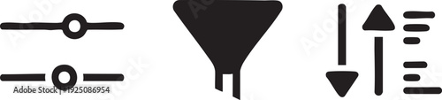 Interface Filter Slider Funnel Sort Order Icon Set