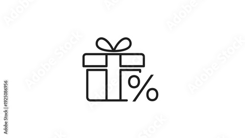 Discount gift box with percentage sign.