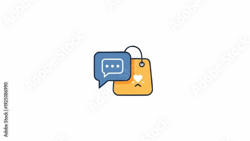 Sad face emoticon with speech bubble.