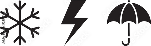 Climate Snow Thunder Umbrella Winter Season Vector Icons