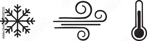 Atmosphere Snowflake Wind Thermometer Cold Weather Vector Icons