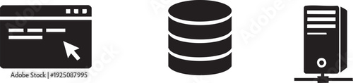 IT Terminal Database Server Backend Infrastructure Icon Set