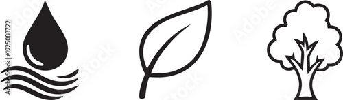 Nature Water Leaf Tree Garden Growth Icon Set