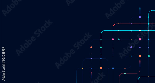 Circuit connect lines and dots. Network technology and Connection concept. Decentralized network nodes connections