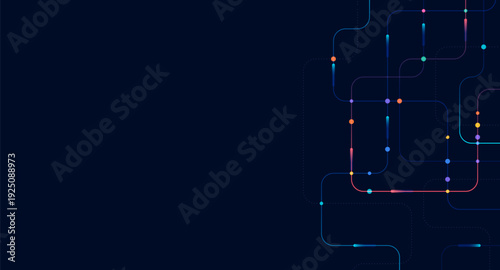 Circuit connect lines and dots. Network technology and Connection concept. Decentralized network nodes connections