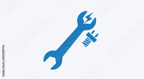 Blue Adjustable Wrench and Screwdriver Illustration.