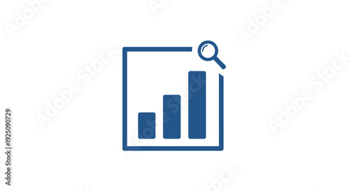 Blue Bar Graph with Magnifying Glass.