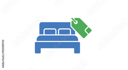 Blue Bed with Green Price Tag.