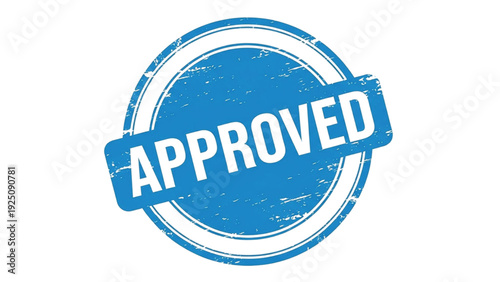 Blue Approved Stamp with Distressed Texture white