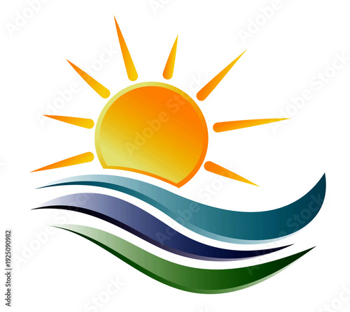 Symbol of the sun in sea.