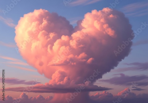 Wallpaper Mural Heart-Shaped Cloud Formation in a Blue Sky at Sunset. Torontodigital.ca