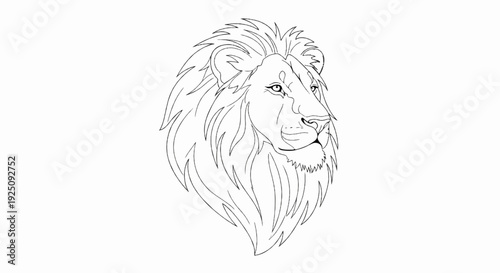 Majestic lion head profile illustration with flowing mane