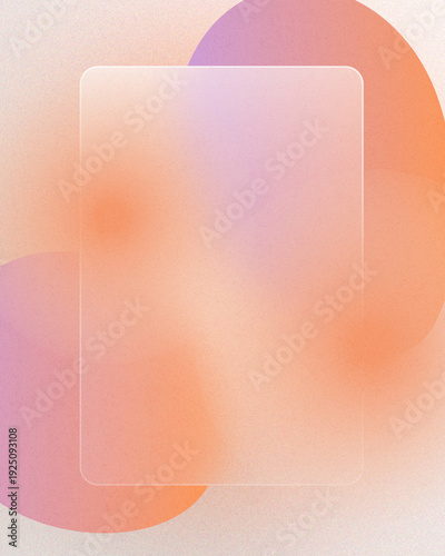 Frosted Glass Frame on Gradient Background with Soft Circles Pastel Colors Abstract Design