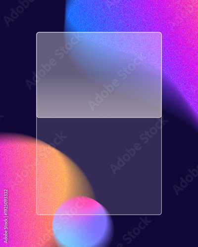 Frosted Glass Panel with Gradient Bokeh Background Copy Space