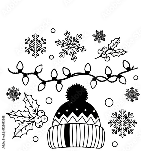 Festive winter hat adorned with twinkling lights and delicate snowflakes