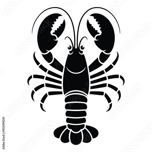 Lobster holding claws open wide Vector, Silhouette, Illustration
