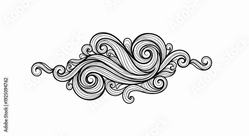 Swirling, flowing lines create a decorative ornamental element