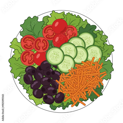 Fresh Mixed Green Salad with Vegetables and Fruits.