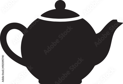 A minimalist black silhouette icon representing a traditional teapot for hot beverages
