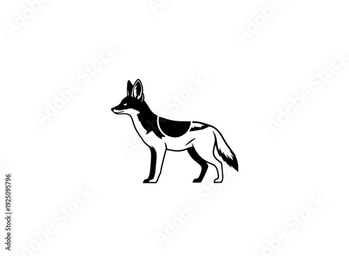Black and white dog standing alertly on all fours isolated on transparent background, isolated on white background, Vector