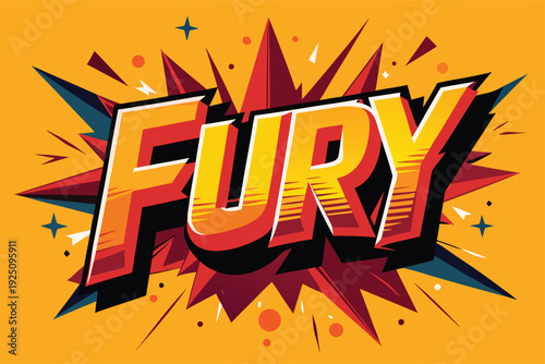 Vibrant comic book style illustration of the word Fury in bold letters