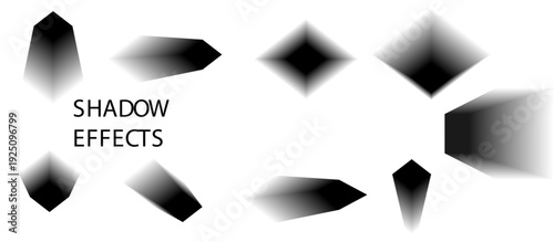 Realistic Shadow Overlay Set – Drop Square and Rectangle Shade Effect with Soft Light on Transparent Background