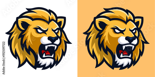 Lion head logo icons, angry lion face, vector illustrations