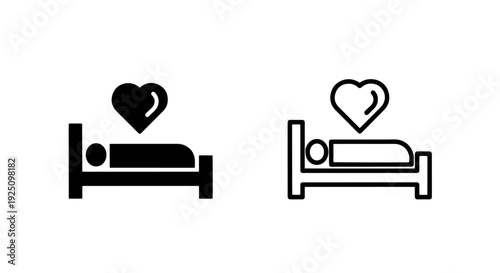 Romantic bedroom scene with a person sleeping in bed under a heart, symbolizing love and comfort.