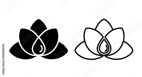 Elegant Lotus Flower Icons for Spa, Yoga, Meditation, and Wellness Design Elements