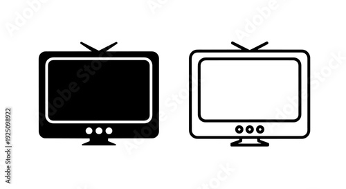 Modern Flat Screen Television TV Set Media Entertainment Icon Symbol