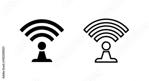 Wireless Internet Router Antenna with Wifi Signal Waves Icon Symbol
