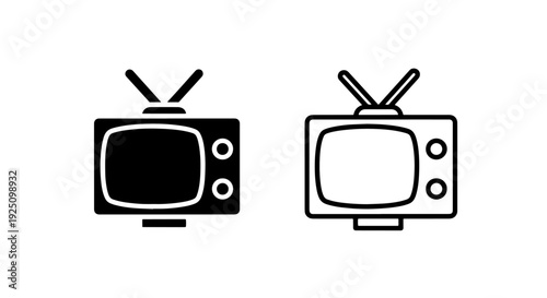 Retro Vintage Television TV Set with Antenna Media Entertainment Icon Symbol