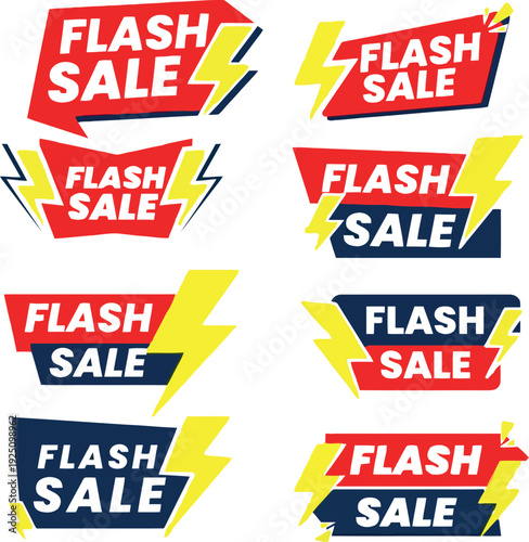 Wallpaper Mural Flash Sale Discount Labels with Lightning Bolt Promo Stickers Torontodigital.ca