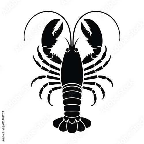 Lobster to view with detailed legs Vector, Silhouette, Illustration