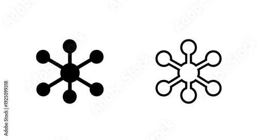 Bild auf Leinwand Central Network Hub and Radial Connectivity Icon with Nodes for Data Sharing and