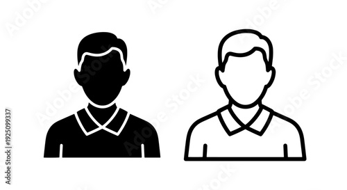 Casual Male User Avatar Icon in Polo Shirt for Social Media Profile and Personal Identity Symbols