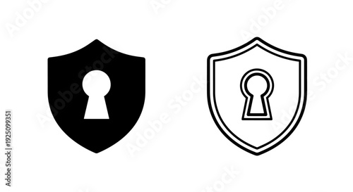 Double Outline Security Shield Icon with Keyhole Representing Robust Protection and Data Safety