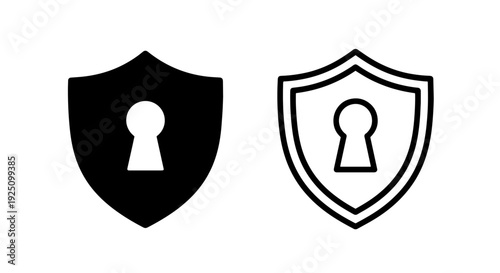 Reinforced Triple Security Shield Icon with Keyhole for Advanced Cyber Protection and Privacy Guard