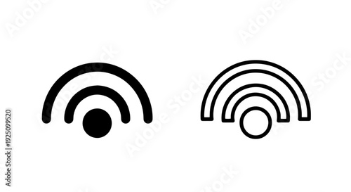 Wireless Connection Signal Icon Set, WiFi Symbol in Solid and Outline Styles for Internet and Communication Design