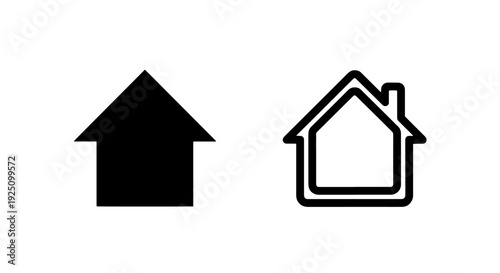 Real Estate Home Icon Set, Simple House Symbols for Residential Living and Building Design Projects