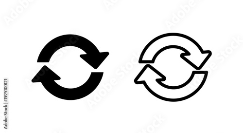 Circular refresh and synchronization arrow icon for web interface and data updates
