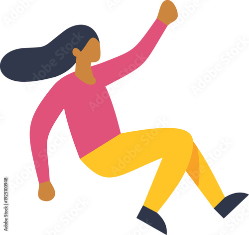 Woman floating or falling with arms raised and feeling freedom