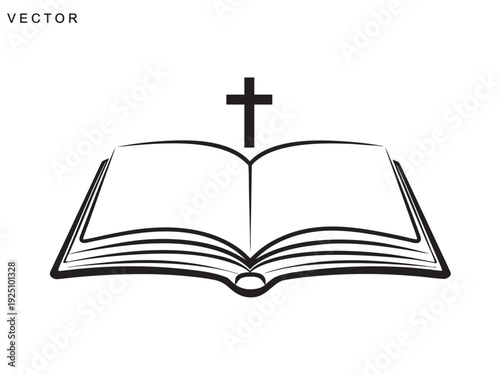 Holy bible vector design, Christian Holy Book Symbols, bible logo, icon, vector illustration