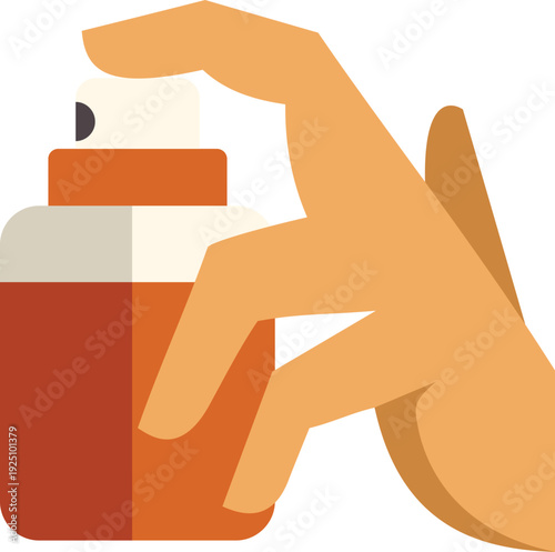 Hand holding and spraying a cosmetic bottle for beauty or skincare