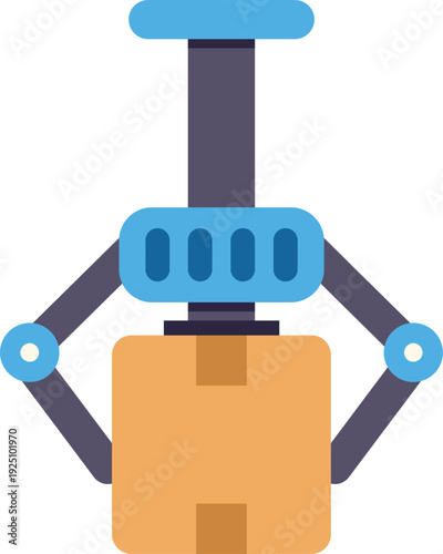 Robotic arm lifting a package, representing warehouse automation and parcel delivery