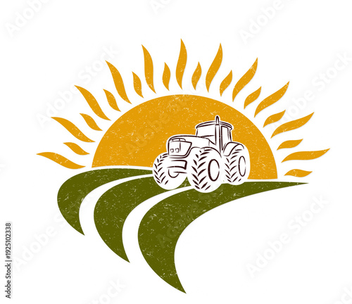 A tractor symbol in a wheat.