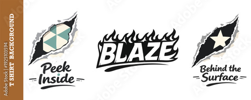 Creative ripped paper logo designs with dynamic typography and torn edges for apparel prints