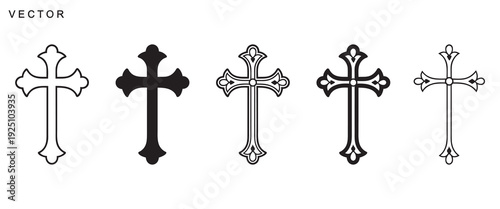 Christian cross set, Jesus Cross, Religion, latin cross silhouette, faith cross, crosses vector illustration